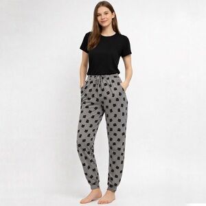 NWT Better Together Black Cat Gray Super Soft Joggers Size Small